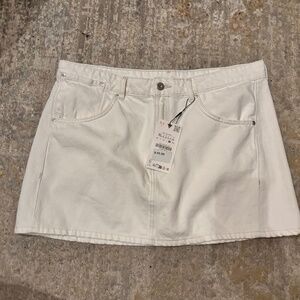 White mini Jean skirt NWT (sold on Depop)